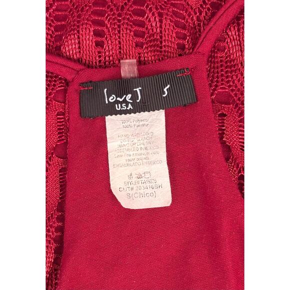 VTG Y2K Lace Cherry Red Cami Top Size SMALL Coquette Camisole Tank 90s Grunge - Picture 8 of 11